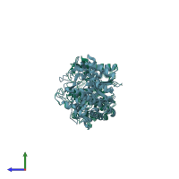 PDB entry 1np2 coloured by chain, side view.
