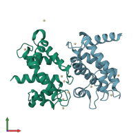 PDB entry 1np8 coloured by chain, front view.