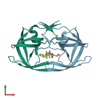 PDB entry 1npa coloured by chain, front view.