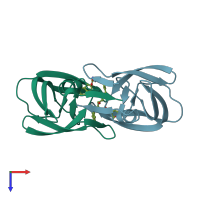 PDB entry 1npa coloured by chain, top view.