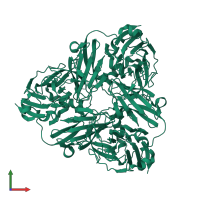 Copper-containing nitrite reductase in PDB entry 1npj, assembly 1, front view.