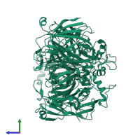 Copper-containing nitrite reductase in PDB entry 1npj, assembly 1, side view.