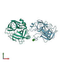 PDB entry 1npm coloured by chain, front view.