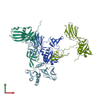 PDB entry 1npp coloured by chain, front view.