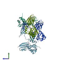 PDB entry 1npp coloured by chain, side view.
