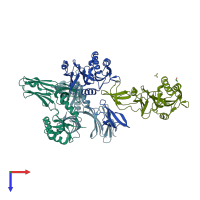 PDB entry 1npp coloured by chain, top view.
