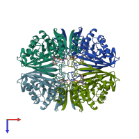 PDB entry 1npt coloured by chain, top view.