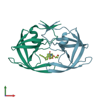 PDB entry 1npv coloured by chain, front view.