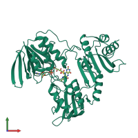 PDB entry 1npx coloured by chain, front view.