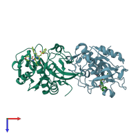 PDB entry 1npz coloured by chain, top view.