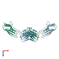 PDB entry 1nqb coloured by chain, top view.