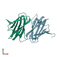 PDB entry 1nqd coloured by chain, front view.
