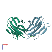 PDB entry 1nqd coloured by chain, top view.