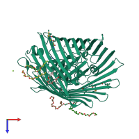 PDB entry 1nqf coloured by chain, top view.