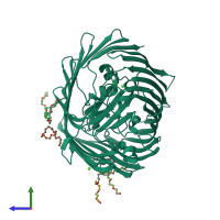 PDB entry 1nqg coloured by chain, side view.