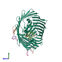 PDB entry 1nqh coloured by chain, side view.