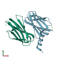 PDB entry 1nqj coloured by chain, front view.