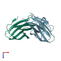 PDB entry 1nqj coloured by chain, top view.