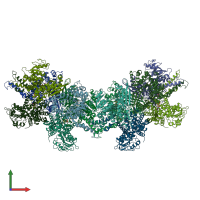 PDB entry 1nqt coloured by chain, front view.