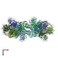 PDB entry 1nqt coloured by chain, top view.