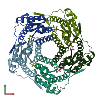 PDB entry 1nqw coloured by chain, front view.