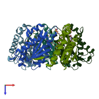 PDB entry 1nqw coloured by chain, top view.
