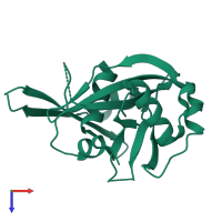 PDB entry 1nqy coloured by chain, top view.