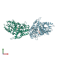 PDB entry 1nr5 coloured by chain, front view.