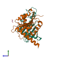 PDB entry 1nrj coloured by chain, side view.