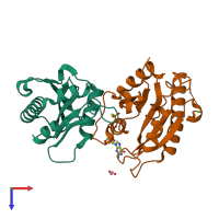 PDB entry 1nrj coloured by chain, top view.