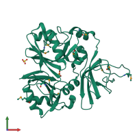 PDB entry 1nrk coloured by chain, front view.