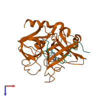 PDB entry 1nrp coloured by chain, top view.