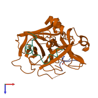 PDB entry 1nrq coloured by chain, top view.