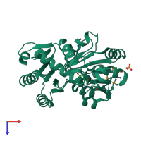 PDB entry 1nrw coloured by chain, top view.