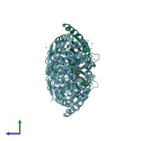 PDB entry 1nrx coloured by chain, side view.