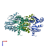 PDB entry 1nrz coloured by chain, top view.