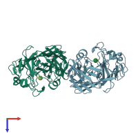 PDB entry 1ns0 coloured by chain, top view.