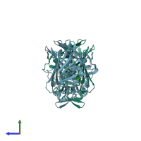 PDB entry 1ns8 coloured by chain, side view.