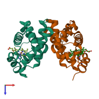 PDB entry 1ns9 coloured by chain, top view.