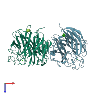 PDB entry 1nsb coloured by chain, top view.