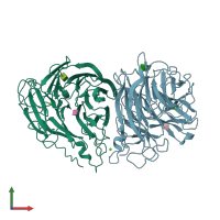 PDB entry 1nsc coloured by chain, front view.