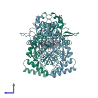 PDB entry 1nse coloured by chain, side view.