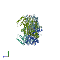 PDB entry 1nsi coloured by chain, side view.