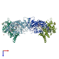 PDB entry 1nsi coloured by chain, top view.