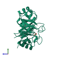 PDB entry 1nsj coloured by chain, side view.