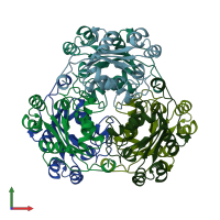 PDB entry 1nsk coloured by chain, front view.