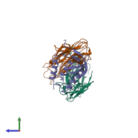 PDB entry 1nsn coloured by chain, side view.
