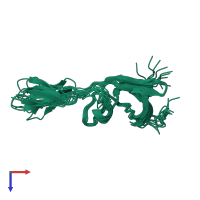 PDB entry 1nso coloured by chain, ensemble of 10 models, top view.