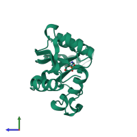 PDB entry 1nsp coloured by chain, side view.