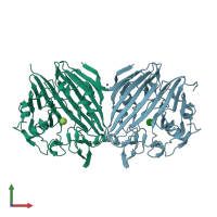 PDB entry 1nsu coloured by chain, front view.